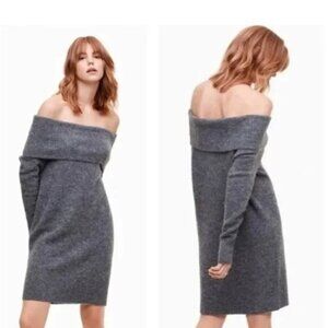 Aritzia Wilfred Free Eishia Off The Shoulder Sweater Dress in Grey Large alpaca